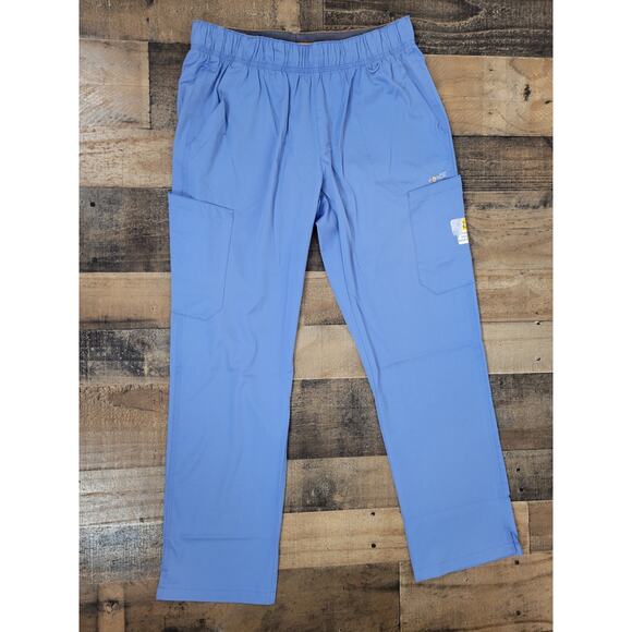 New Carhartt Force Womens Petite Medium Nurse Elastic Scrub Pants Blue‎ C53106P - Picture 1 of 10